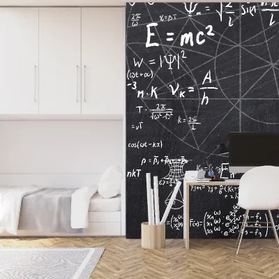 Tapet Infinite line - personalizat, VLAdiLA, cu design modern și elegant, cu formule matematice scrise cu creta pe un fundal negru