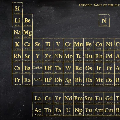 Tapet cu sistemul periodic al elementelor in aur și planeta Pământ