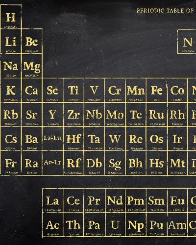 Tapet cu sistemul periodic al elementelor in aur și planeta Pământ