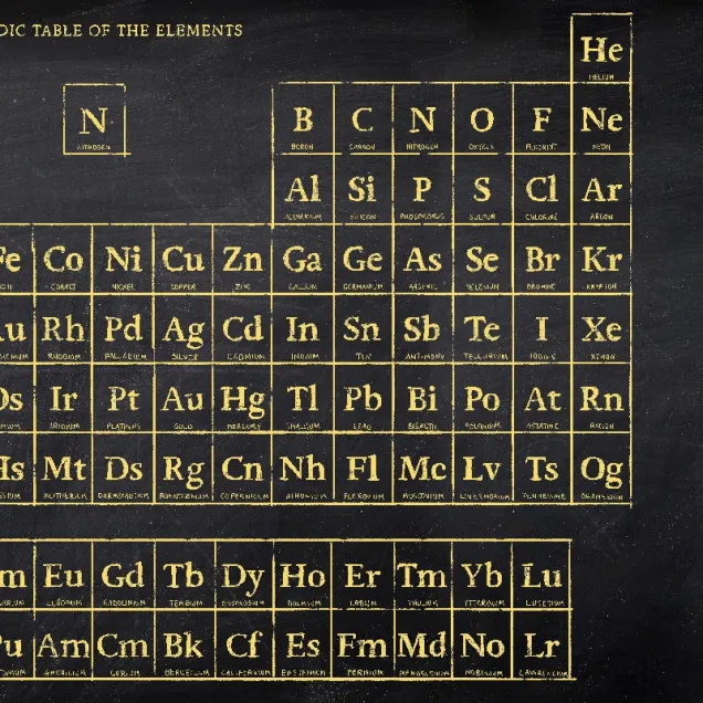 Tapet cu sistemul periodic al elementelor in aur și planeta Pământ