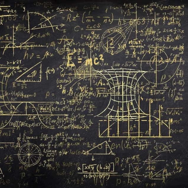 Tapet Cardinality gold - personalizat, cu design minimalist in tonuri de auriu si negru, cu formule matematice scrise de mana.