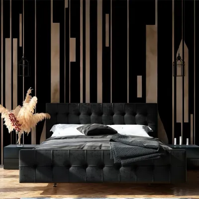 personalizat cu design geometric negru și bej, perfect pentru dormitor, living sau birou