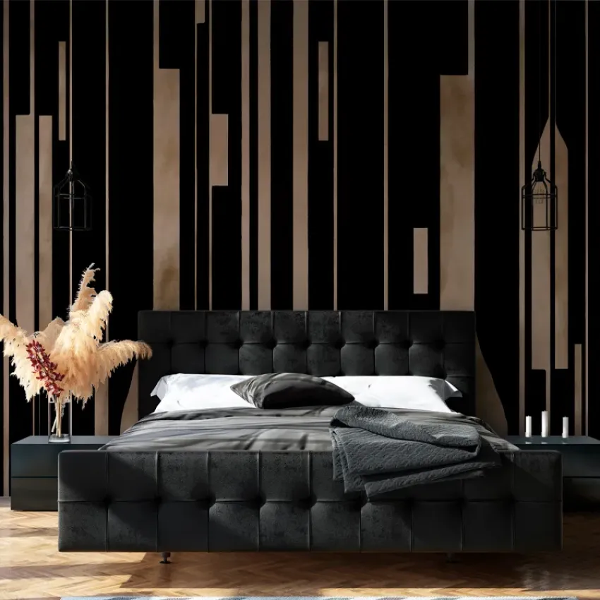 personalizat cu design geometric negru și bej, perfect pentru dormitor, living sau birou