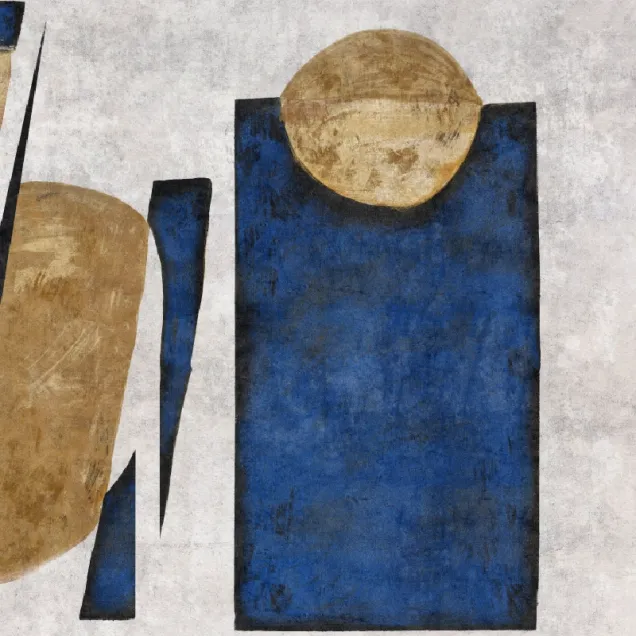 Tapet abstract cu culori calde și reci, perfect pentru un living modern
