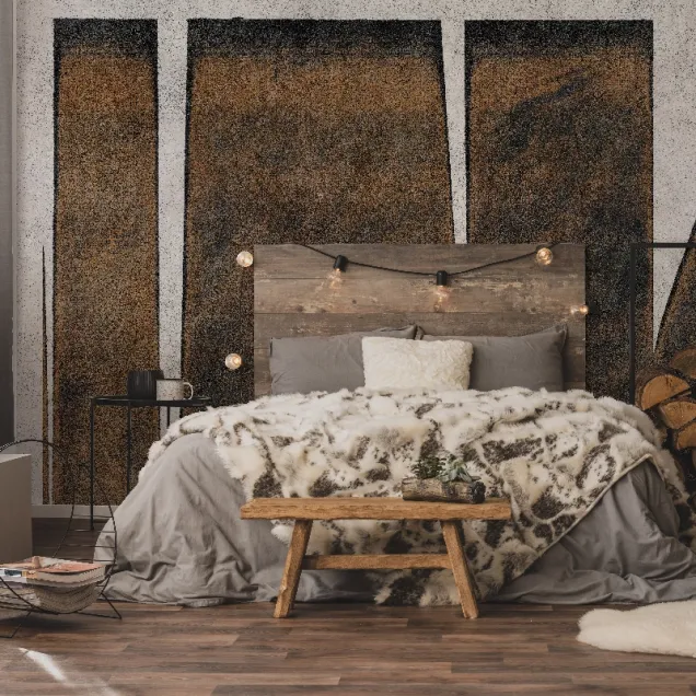 Tapet cu textură unică și culori calde, perfect pentru a decora livingul, dormitorul sau orice altă cameră.