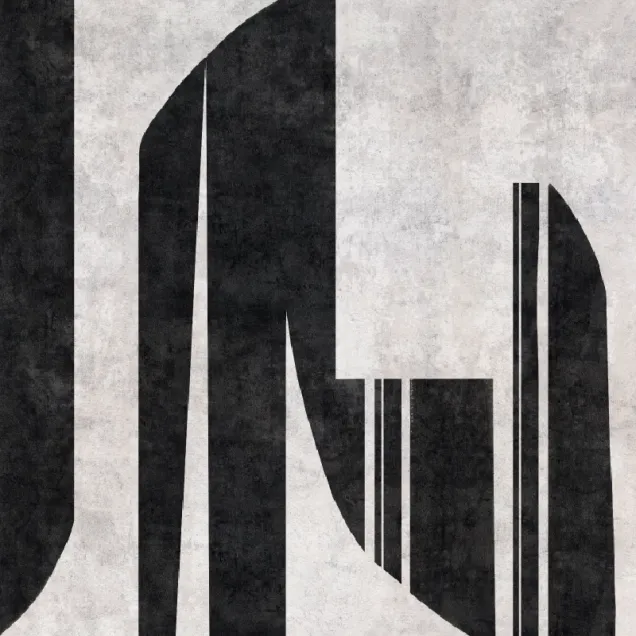 Wallpaper cu dungi verticale in tonuri de gri si negru, ideal pentru un living modern