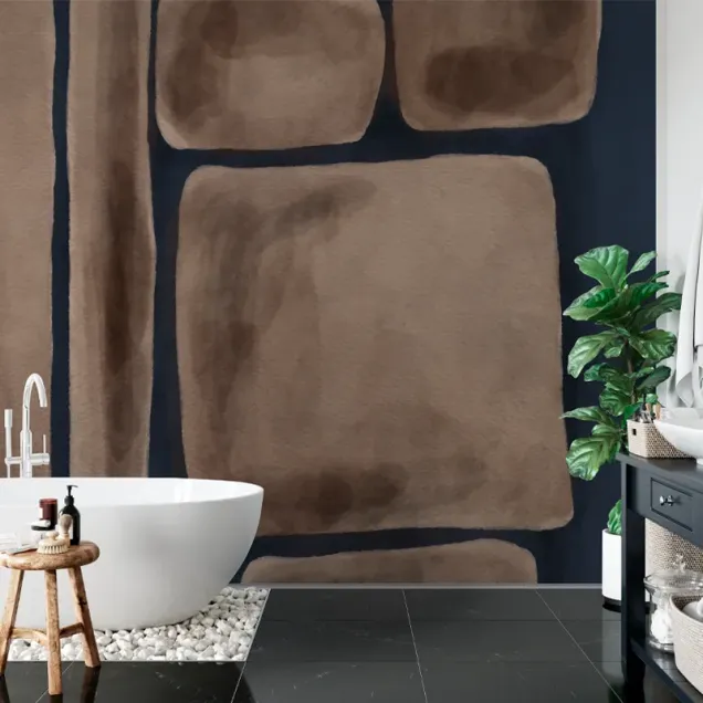Tapet abstract, modern, Totem, VLAdiLA. Design personalizat cu culori neutre, tonuri calde.