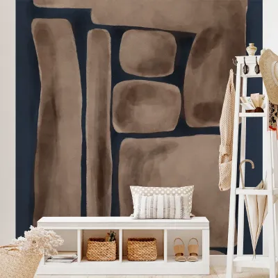 Tapet abstract, modern, Totem, VLAdiLA. Design personalizat cu culori neutre, tonuri calde.