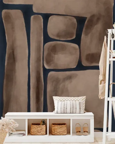Tapet abstract, modern, Totem, VLAdiLA. Design personalizat cu culori neutre, tonuri calde.
