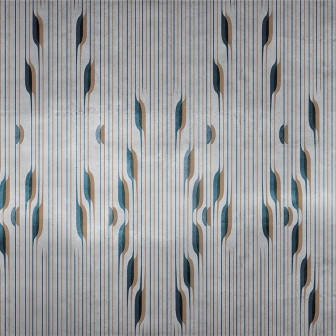 Tapet personalizat cu linii verticale și forme abstracte într-un dormitor modern