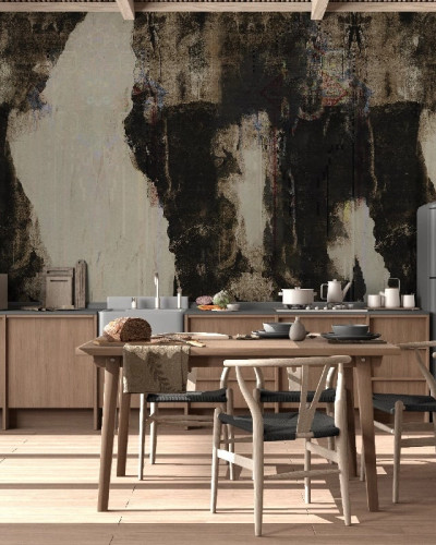 Fototapet cu design abstract într-o bucătărie modernă