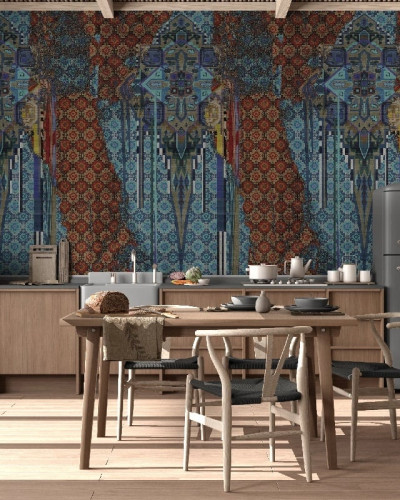 Fototapet personalizat cu design abstract în bucătărie