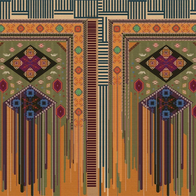 Tapet cu design geometric și etnic