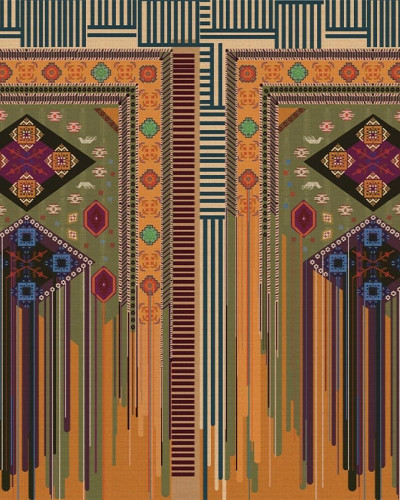 Tapet cu design geometric și etnic