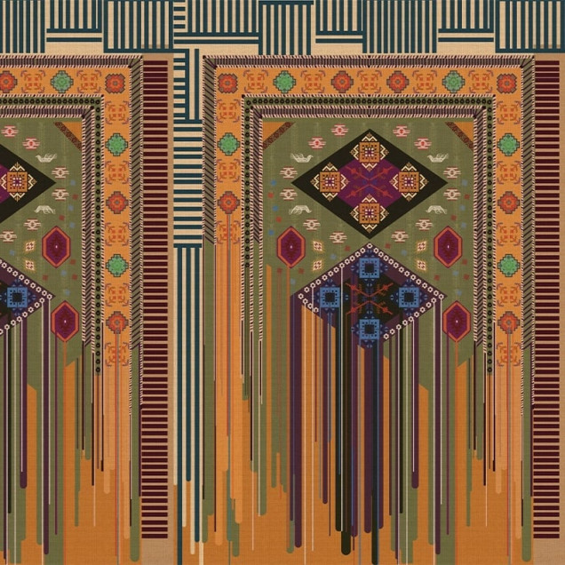 Tapet cu design geometric și etnic