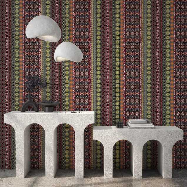 Tapet cu design cultural în dungi verticale