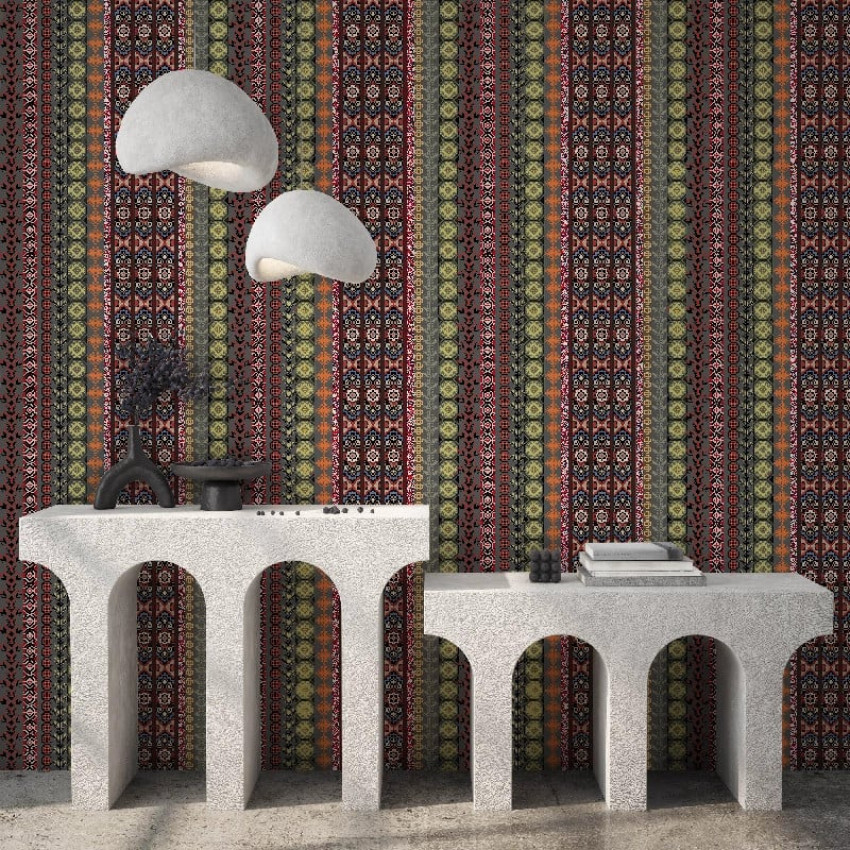 Tapet decorativ cu motive culturale stilizate