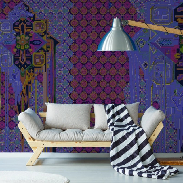 Fototapet personalizat cu design abstract, motive geometrice și florale