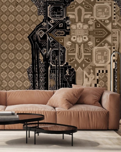 Tapet personalizat cu design boem, perfect pentru un interior elegant