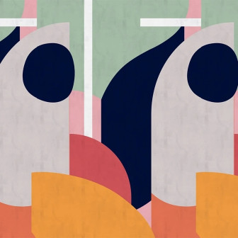 Tapet geometric multicolor în nuanțe pastelate