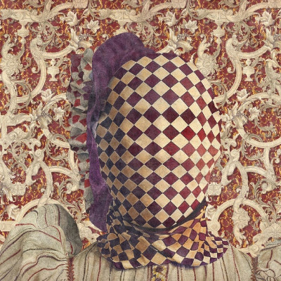 Tapet personalizat cu design artistic roșu și elemente vintage