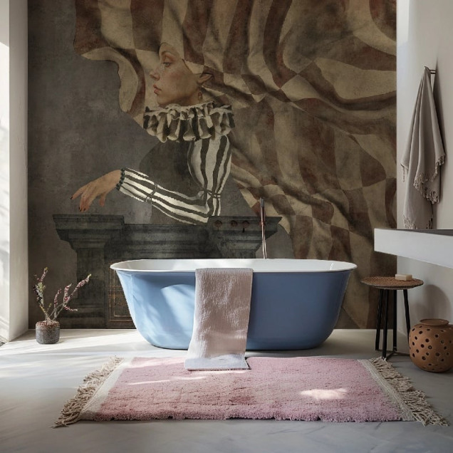 Tapet personalizat cu design artistic într-un dormitor elegant