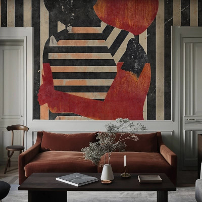 Fototapet personalizat cu design abstract în living modern