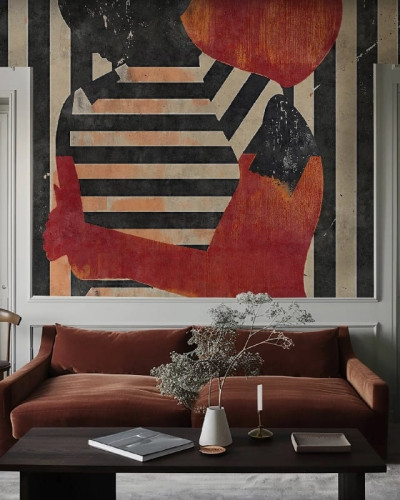 Fototapet personalizat cu design abstract în living modern