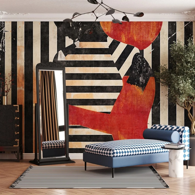 Fototapet personalizat cu design abstract în living modern