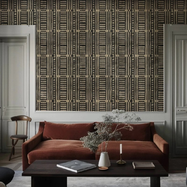 Tapet modern cu design geometric în baie