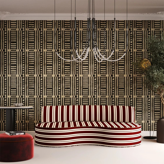 Tapet modern cu design geometric în baie