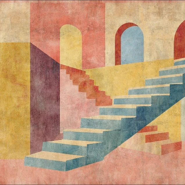 Fototapet cu design abstract de scări și arcade