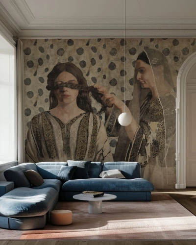 Fototapet personalizat cu motiv artistic clasic în living