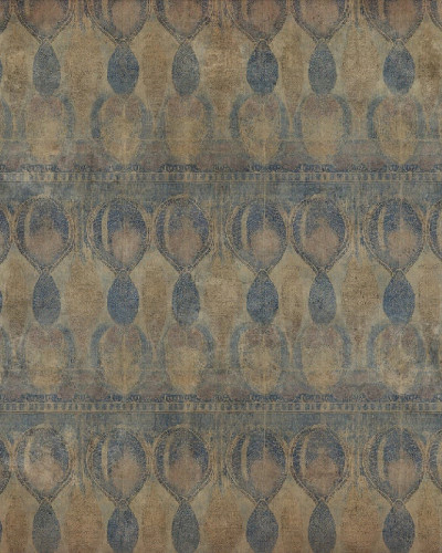 Tapet decorativ albastru și auriu cu model abstract