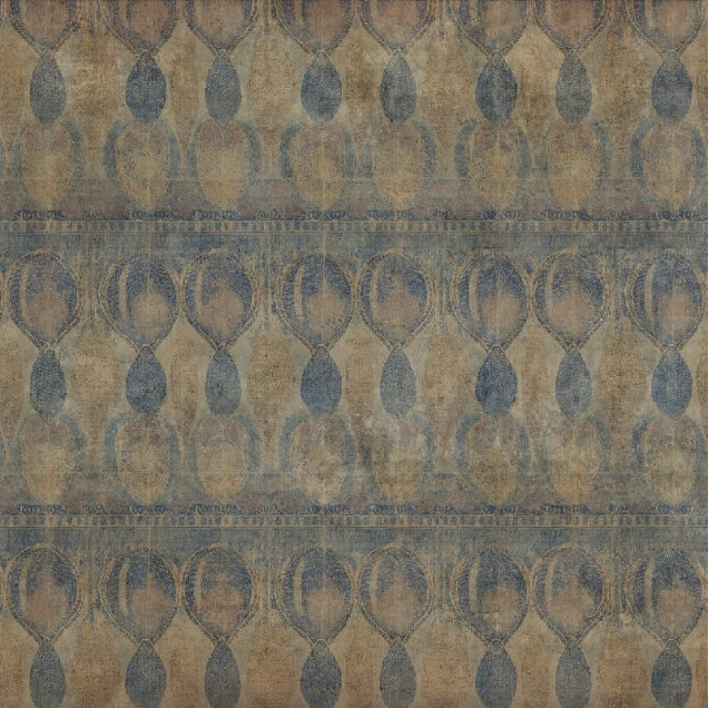Tapet decorativ albastru și auriu cu model abstract