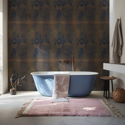 Tapet personalizat cu design complex în baie