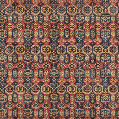 Tapet cu design oriental roșu, auriu și albastru