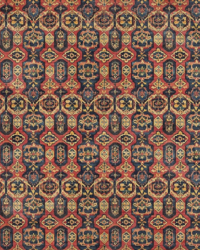 Tapet cu design oriental roșu, auriu și albastru