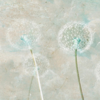 Tapet personalizat cu design de păpădii într-un dormitor modern