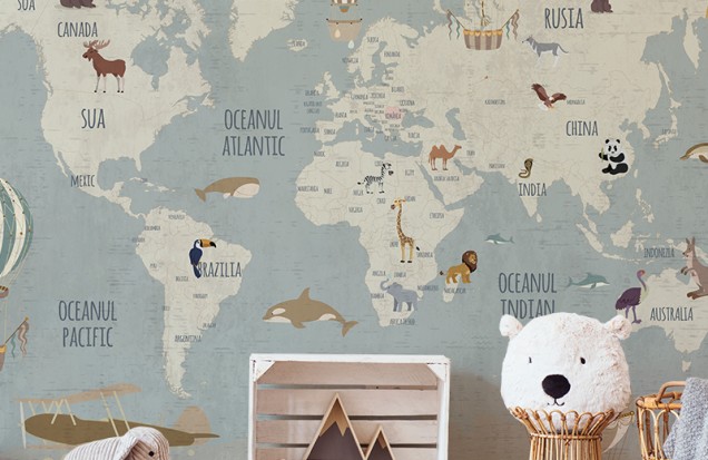 Tapet Vintage travel map, VLAdiLA