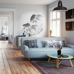 Fototapet rotund Two Goldfish, 190cm diametru, WallArt