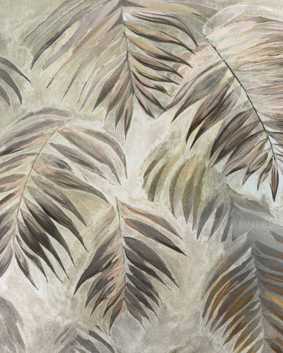 Fototapet cu frunze de palmier Areca Deep, Variant B, într-o nuanță neutră de bej.