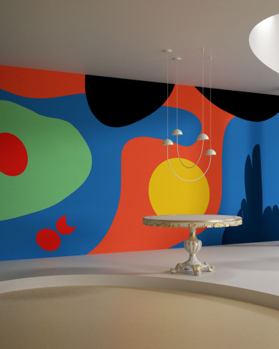 Tapet modern abstract cu culori vibrante și forme organice