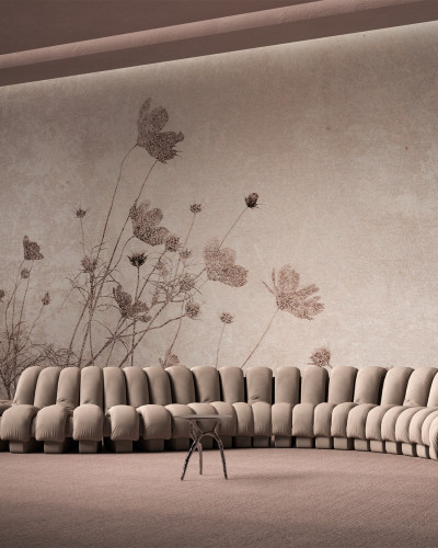 Wallpaper cu design minimalist si flori delicate