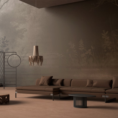 Tapet cu design modern, Botany Stories BOS1.05.1 - YO2, cu nuanțe neutre și un model subtil de copaci și plante, perfect pentru a crea o atmosferă liniștitoare și primitoare în orice spațiu.