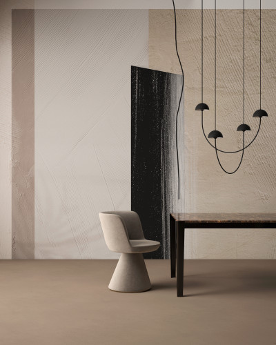 Tapet modern cu design minimalist in nuante neutre, cu o textura subtila, perfect pentru o zona de dining, living sau dormitor.