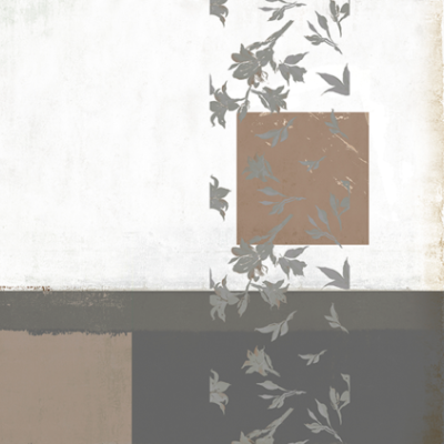 Wallpaper minimalist cu design geometric, nuanțe neutre și detalii florale