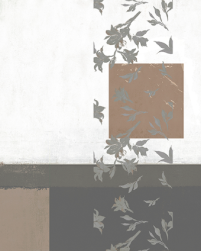Wallpaper minimalist cu design geometric, nuanțe neutre și detalii florale