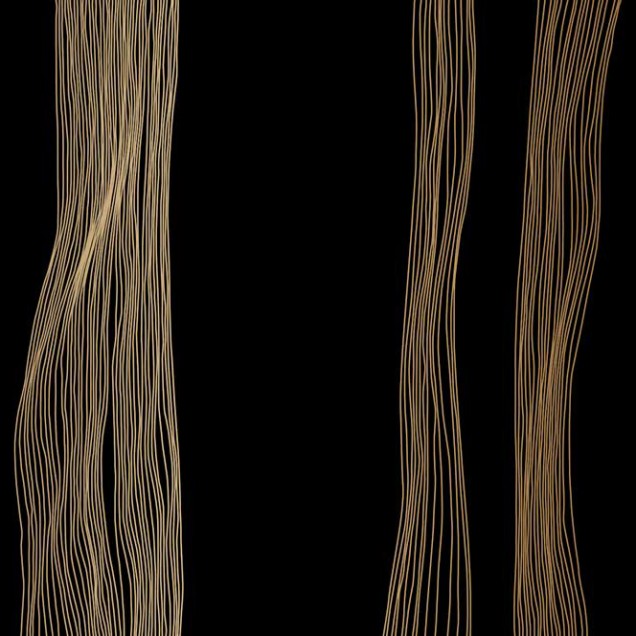 Tapet cu design abstract in linii fine, aurii, pe un fundal negru