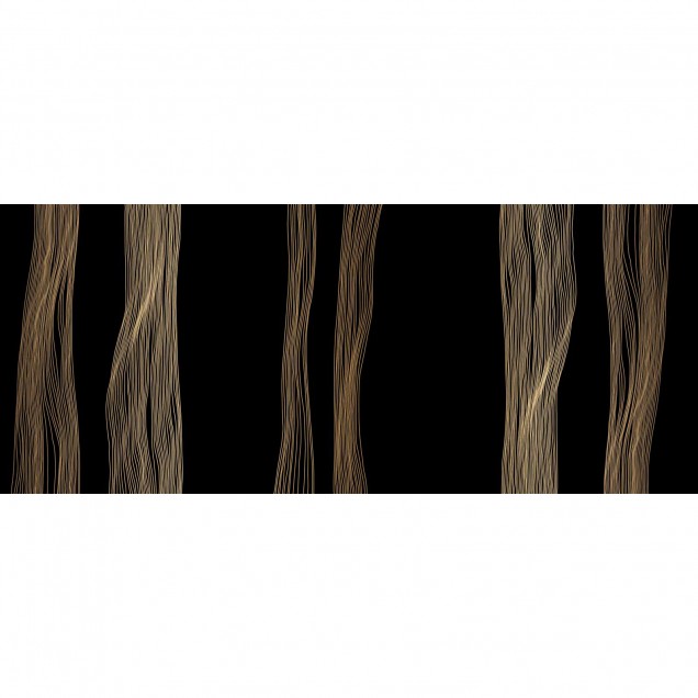 Tapet cu design abstract in linii fine, aurii, pe un fundal negru